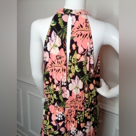 LondonTimes Women's Floral Halter Jumpsuit - Pink and Green, Sz.14 - Picture 6 of 13